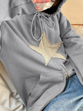 Vintage Star Patch Baggy Zip Up Hoodie-Outfit