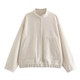 Fongt Women's INS Bursts With A Pocket Loose Pilot's Coat