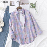 Plaid Shirts Womens Blouses And Tops Long Sleeve Loose Checked Female Clothes Outwear Winter 2022