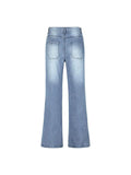 Washed Vintage Blue Versatile Boyfriend Jeans-Outfit
