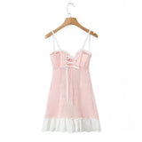 Lace Bustier Patchwork Cami Lace Up Mini Dress-Outfit