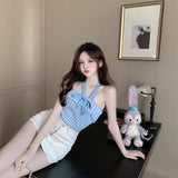 Fongt Girls Wearing Bows Hanging Neck Vest Women Summer New Wear Sexy Pure Lust Wind Sleeveless Top