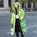 Women Winter Coat 2022 New Winter Hooded Jacket Black Long Down Cotton Jacket Loose Warm Glossy Women's Parka Snow Coat
