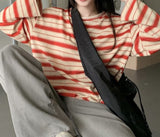 Vintage Striped Oversized Long Sleeve Tee-Outfit