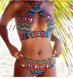 High Neck Micro Bikini 2022 Mujer Women Floral Print Push Up High Waist Swimsuit Beach Bthing Suit Micro Swimwear