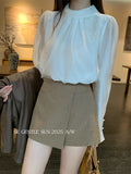 Fongt Xixi 2025 Autumn And Winter White Standard Temperament Pure Color Wool High Waist Half-Body Skirt A Word Short Skirt Women 85285