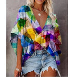 Tees Button V Neck Sexy Casual Befree Short Sleeve
