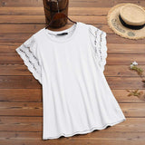 ZANZEA Women Spring Lace Patchwork Blouse Long Sleeve O-Neck Oversized Chemise Female Fashion Casual Clubing Holiday Tunic