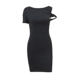 Fongt Women's Spring 2024 New Fashion Temperament Royal Sister Inclined Shoulder Design Sense Short Sleeve Slim Hip