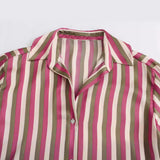 Striped Satin Casual Shirt 8160562 In Autumn-Outfit
