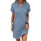 Fongt Women's 2025 New V Solid Color Coat Coat Comfortable Casual Button Dress
