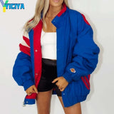 Bomber varsity Jacket Women's Jackets Vintage Letter Printed Casual Long Sleeve Bomber Jacket Baseball Coat Oversized