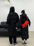 In The Play Add Thick Down Jacket Female Long Style Add Thick Hooded Over The Knee College Wind Silver Ion Students Lovers Coat-Outfit