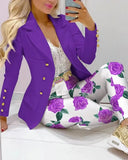 Spring Autumn Two Piece Set Women Office Tracksuits For Ladies Outfits Lapel Collar Double Breasted Blazer Suit Pants