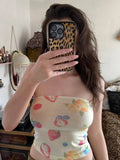 Fongt Holiday Fenghai Island Shell Print Shoulder Repair Braid Vest Hot Girl Sexy Tight Blouse