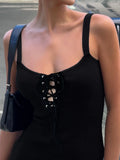 Fongt Cloth Forget French Sexy V-Neck Strap Sling Dress High Open Fork And Hip Long One-Step Skirt