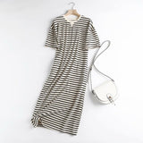 New Short-Sleeved Cotton Striped Simple Wind Dress In Summer-Outfit