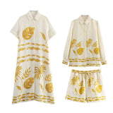 New Printed Blouse 3439193 Elastic Waist Shorts 3430193-Outfit