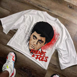 Vintage T-Shirt Men's High Street Creative Pattern Printing Round Collar Short-Sleeved Cotton Super Loose Short Sleeves-Outfit
