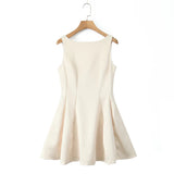 Satin Back V Backless Mini Dress-Outfit