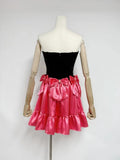Satin Bow Ruffle Tube Mini Dress-Outfit