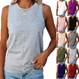 Women's Stylish Casual Style Loose Round Neck Solid Color Sleeveless Vest