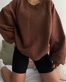Fongt New Round Collar Splicing Long Sleeve Solid Color Basic Velvet Shirt
