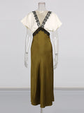 Fongt Temperament Lace Waist Dress 2025 Autumn New V-Necked Ass High-End Thin Dress Women's