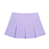 New Wide-Pleated Solid Color Fashionable Short Skirt 7385524-Outfit