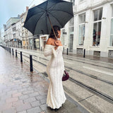 Fongt Women's Clothing Explosion Fashion Elegant Sexy One-Word Shoulder Lace Dress
