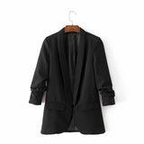 Fashionable Suit Jacket With Buckle-Free Pleated Sleeves In Spring 2024-Outfit