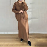 Fongt Women's Clothing Autumn 2025 New Fashion Casual Knitwear Jacket Dress Sweater Set