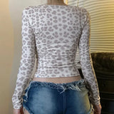 White Leopard Printed Lace Patchwork Crop Top-Outfit