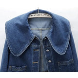 Large Collar Denim Jacket-Outfit