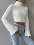 Fongt And Winter New Women's Sweater High-Neck Short-Sleeved Long-Sleeved Solid Anti-Sting Knitted Shirt