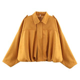 Fongt Color 2025 Spring And Autumn Leisure Tuffen Texture Collar Pilot Jacket Women B88824
