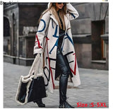 2023 Spring Autumn Women's Overcoats Matching Plaid Long Sleeve Lapel Coat Printed Woolen Coat Women Clothes Female