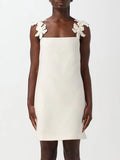 Fongt 2025 New Fashion Design Three-Dimensional Flowers Spliced Shoulder Strap Dress Dress