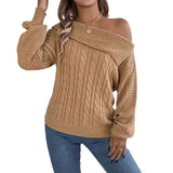 Shooting 2025 Autumn And Winter Casual Sexy Collar Out-To-Shoulder Long-Sleeved Sweater Women's