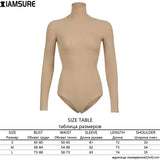 Solid Ribbed Turtleneck Rompers Sexy Jumpsuit Black Long Sleeve Bodysuit Winter 2020 Elegant Body Femme High Neck