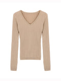 Slim Fit V-Ausschnitt Langarm