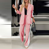 Fongt Casual Black And White Striped Suit Suit Women's Clothing