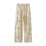 New Metal Printed Middle Waist Loose Casual Trousers 7102508302-Outfit