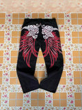 Jeans High Street Goth Vintage Casual Loose Printed Wide-Legged Trousers-Outfit