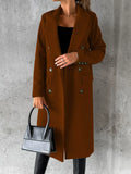 Fongt Women's Spring 2025 New Coat With Hair, Coat Solid Long-Sleeved Double-Buttoned