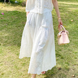 Fongt New Small Fragrant Suit Female French Temperament Embroidered Vest Top + White Skirt