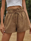 Fongt Casual Comfortable Shorts Women 2025 Summer New European Version Of High-Rise Belt Loose Broad Leg Pants Women
