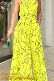 Woman Jumpsuits Elegant Long Women's Overalls Sexy Halter Sleeveless Wide Leg Romper Office Lady White One Piece