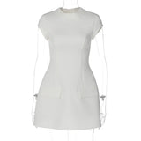 Short Sleeve O-Neck Suit Mini Dress-Outfit