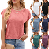 / Summer 2024 New Round Collar Short Sleeve Splicing Pocket Loose Casual T-Shirt-Outfit